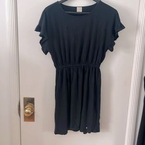 Adorable navy DES PETITS HAUTS linen blend dress size small